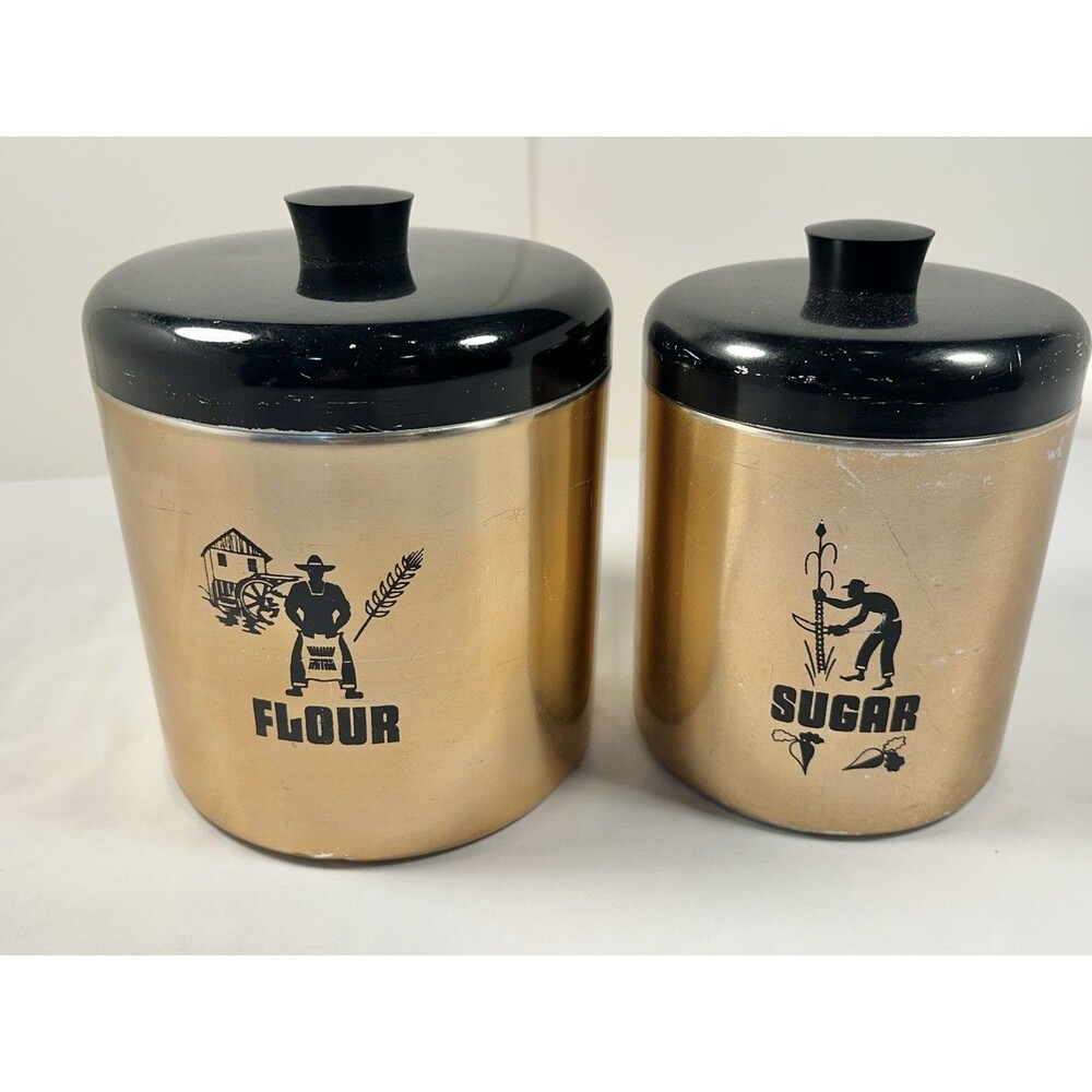 Vintage Hawthorne Aluminum Canister Set of 2 – Copper & black, sugar & flour